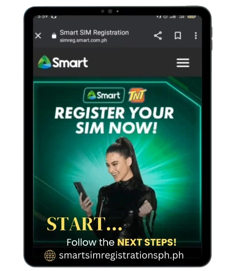 Step 1 smart sim registration ONLINE Web Portal Homepage